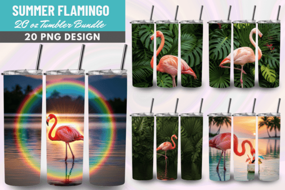 Download Summer Flamingo 20oz Skinny Tumbler Wrap - Wrap Collection