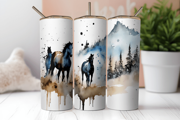 Download Wild Horses 20oz Straight Tumbler Wrap - Wrap Collection