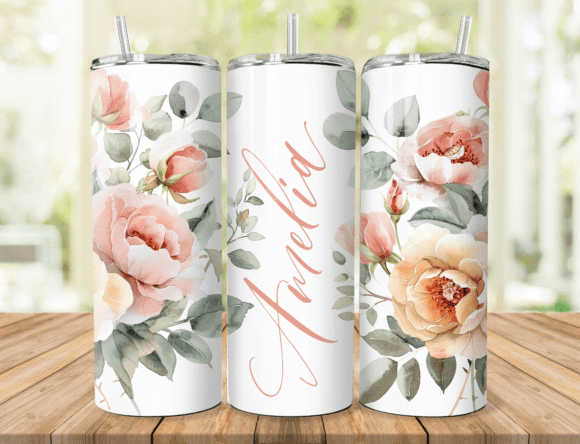 Download Peach Floral Name Tumbler Wrap - Wrap Collection