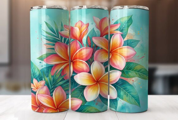 Download Plumeria Floral 20oz Tumbler Wrap Design - Wrap Collection