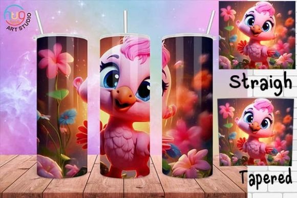 Download Cute Flamingo Cartoon Tumbler Wrap - Wrap Collection