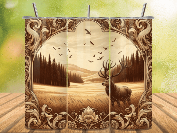 Download Vintage Engraved Deer Tumbler Wrap - Wrap Collection