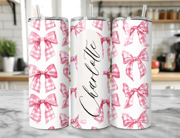 Download Seamless Pink Ribbons Name Tumbler Wrap - Wrap Collection