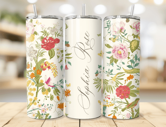 Download Vintage Floral Name Tumbler Wrap - Wrap Collection