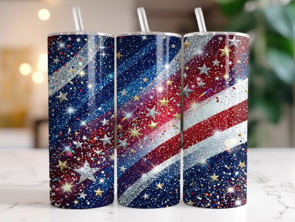 Download Red White Blue Glitter USA Tumbler Wrap - Wrap Collection