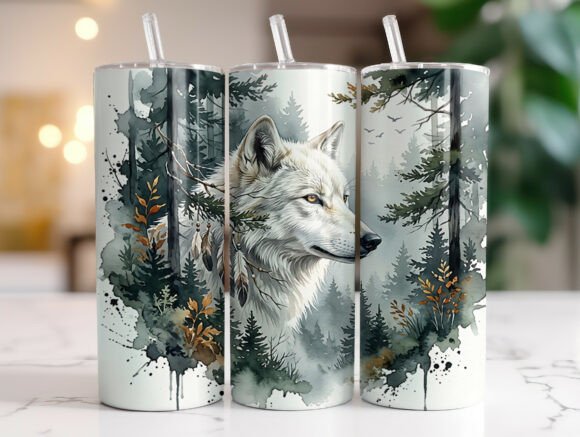 Download White Wolf Forest 20oz Tumbler Wrap PNG - Wrap Collection