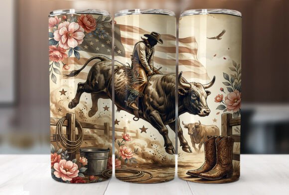 Download Bull Rider Americana 20oz Tumbler Wrap - Wrap Collection