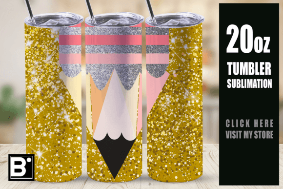 Download Glitter Pencil Teacher Tumbler Wrap 20oz - Wrap Collection