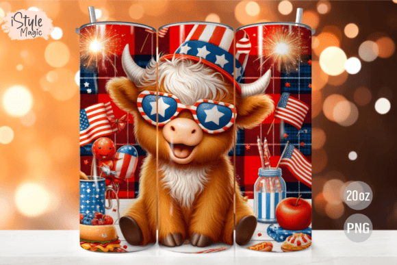 Download 4th of July Patriotic Highland Cow Wrap - Wrap Collection