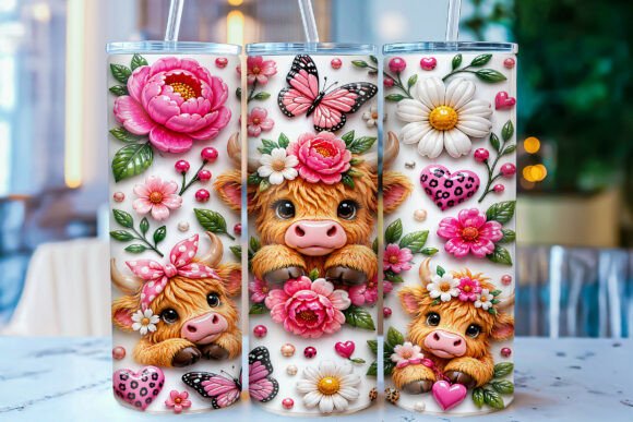 Download Inflated Highland Cow Tumbler Wrap PNG - Wrap Collection