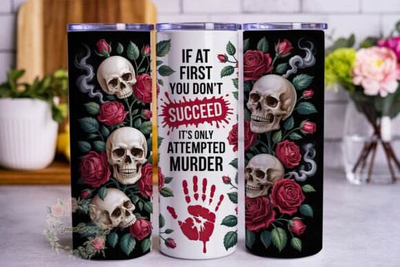 Download Gothic Skull Rose 20oz Tumbler Wrap - Wrap Collection