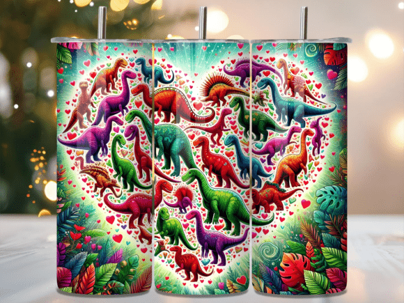Download Dinosaur Heart Shape Jungle Tumbler Wrap - Wrap Collection