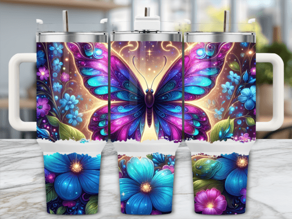 Download Mystic Blue Butterfly 40oz Tumbler Wrap - Wrap Collection