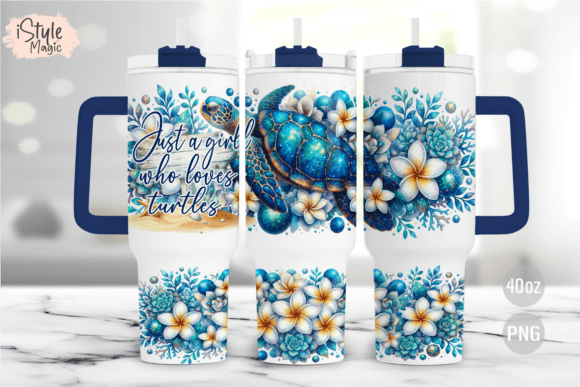 Download Sea Turtle Plumeria 40oz Tumbler Wrap - Wrap Collection
