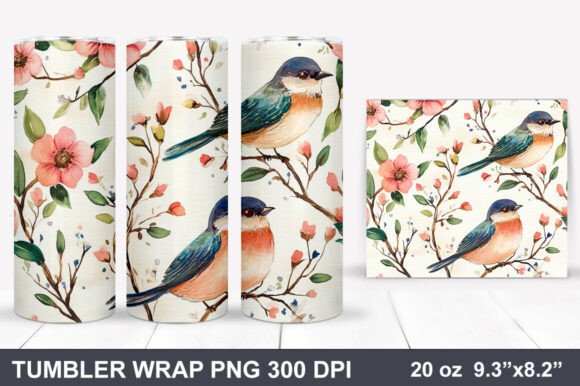 Download Bird and Flowers Tumbler Wrap - Wrap Collection