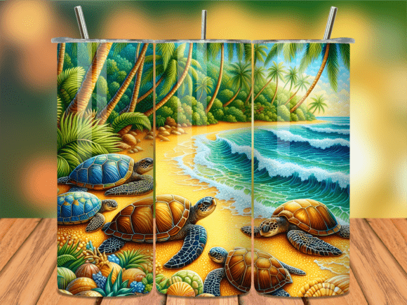 Download Tropical Beach Sea Turtle Tumbler Wrap - Wrap Collection