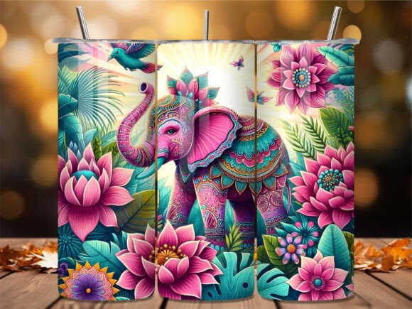 Download Pink Elephant Floral Jungle Tumbler Wrap - Wrap Collection