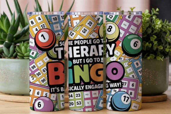 Download Bingo Therapy Fun 20oz Tumbler Wrap - Wrap Collection