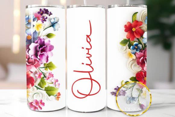 Download Flowers Custom Name Tumbler Wrap Design - Wrap Collection