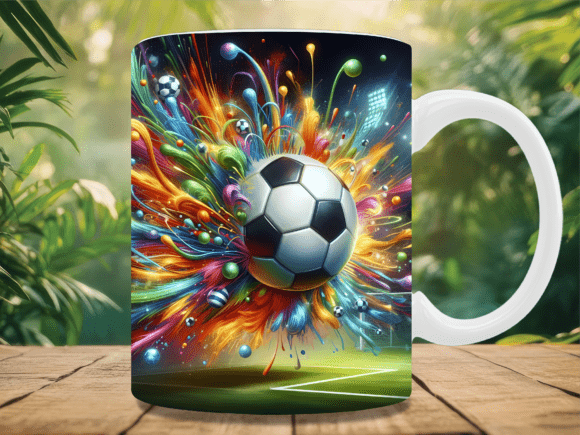 Download Colorful Fire Soccer Ball Mug Wrap - Wrap Collection