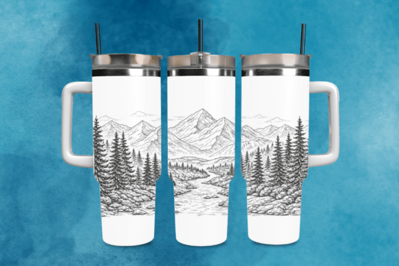 Download Mountain River Laser Tumbler Wrap SVG - Wrap Collection