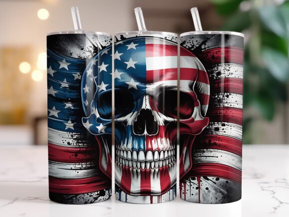 Download Patriotic Skull 4th of July Tumbler Wrap - Wrap Collection