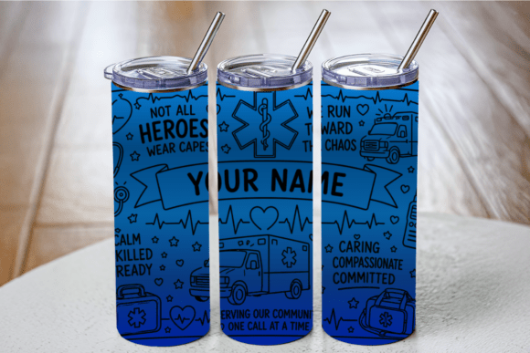 Download EMS Personalized Tumbler Wrap Line Art - Wrap Collection