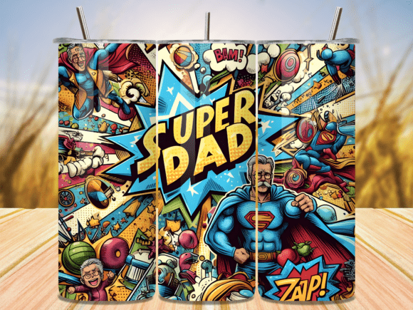 Download Comic Style Super Dad Gift Tumbler Wrap - Wrap Collection