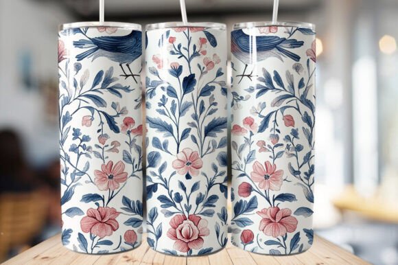 Download Vintage Bird &amp; Flowers Tumbler Wrap - Wrap Collection