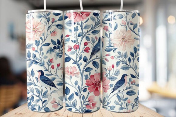Download Vintage Bird &amp; Flowers Tumbler Wrap - Wrap Collection