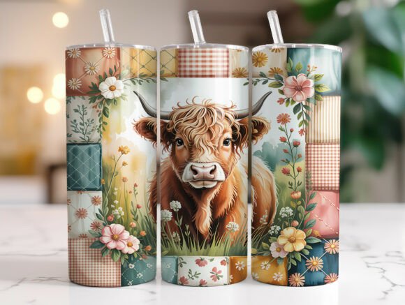 Download Floral Western Highland Cow Tumbler Wrap - Wrap Collection