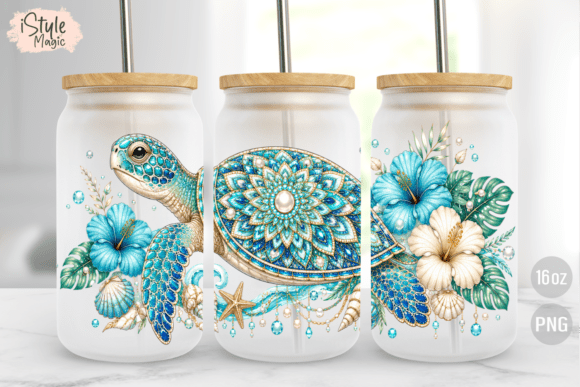 Download Sea Turtle Summer 16 Oz Glass Can Wrap - Premium Bundle