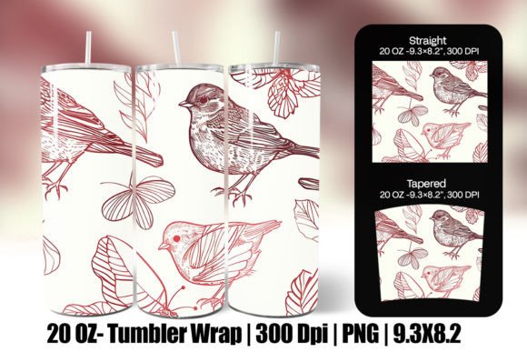 Download Line Art Birds Pattern Wrap Tumbler - Wrap Collection