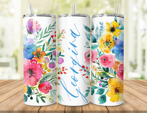 Download Wildflower Watercolor Name Tumbler Wrap - Wrap Collection