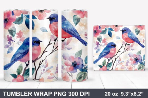 Download Bird and Flowers Tumbler Wrap - Wrap Collection