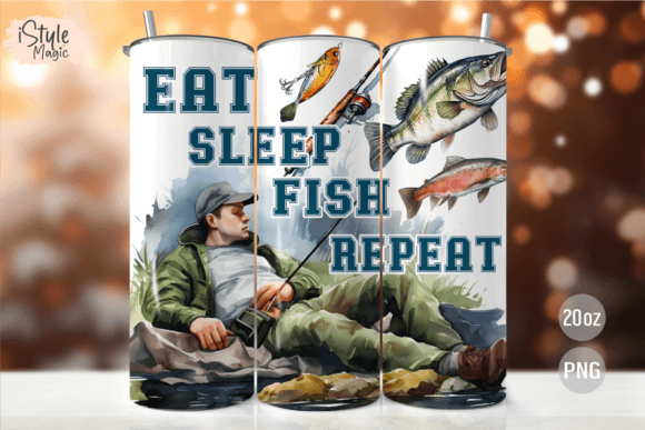 Download Eat Sleep Fish Repeat Tumbler Wrap PNG - Wrap Collection