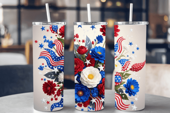 Download 3D USA Flag 4th of July Tumbler Wrap  E - Wrap Collection