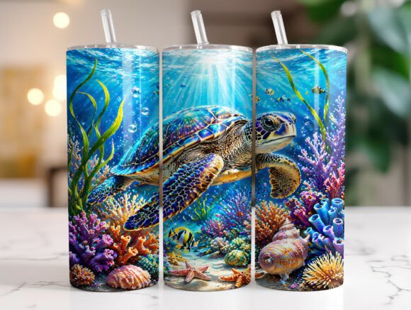 Download Sea Turtle Tumbler Wrap PNG Sublimation - Wrap Collection