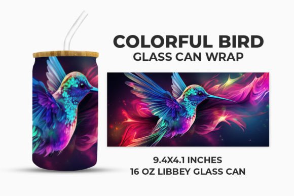 Download Colorful Bird Glass Can Wrap - Wrap Collection