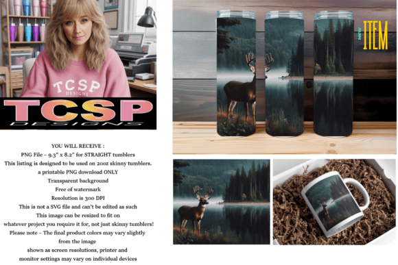 Download Deer at Lake Tumbler Wrap - Wrap Collection