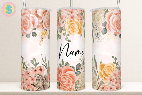 Download Floral Add Your Own Name Tumbler Wrap - Wrap Collection