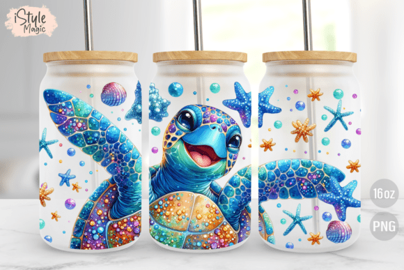 Download Sea Turtle Summer 16oz Glass Wrap PNG - Wrap Collection