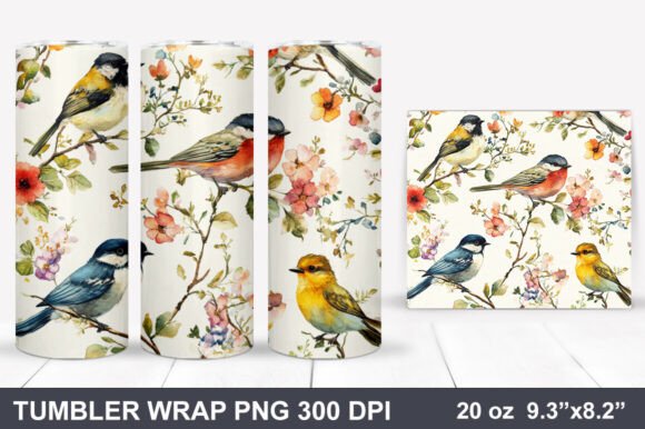 Download Bird and Flowers Tumbler Wrap - Wrap Collection