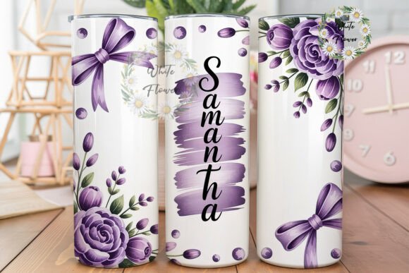 Download Purple Floral Personalized Tumbler Wrap - Wrap Collection