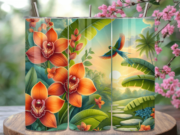 Download Tropical Bird Flower 20oz Tumbler Wrap - Wrap Collection