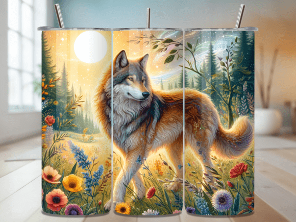 Download Nature Sunlit Forest Wolf Tumbler WRAP - Wrap Collection