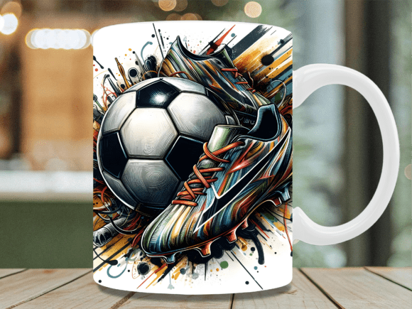 Download Abstract Soccer Ball Cleats Mug Wrap - Wrap Collection