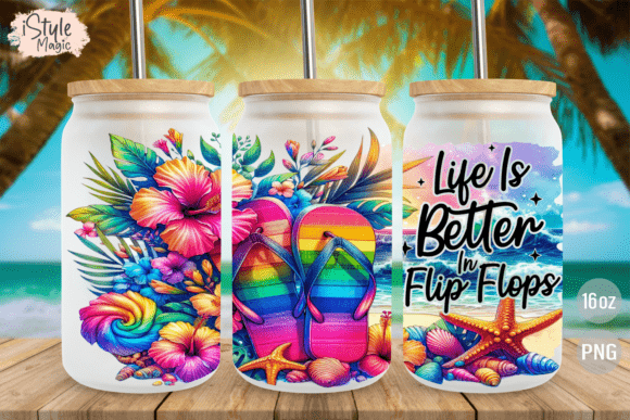 Download Summer Beach 16oz Libbey Glass Can Wrap - Wrap Collection
