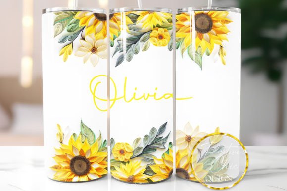 Download Custom Name Tumbler Wrap Sunflowers PNG - Wrap Collection