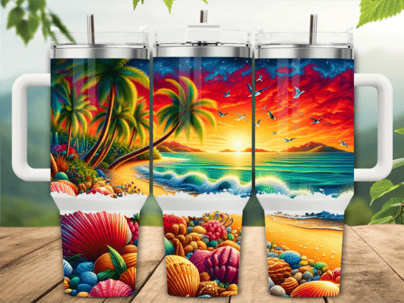 Download Colorful Coral Beach 40oz Tumbler Wrap - Wrap Collection